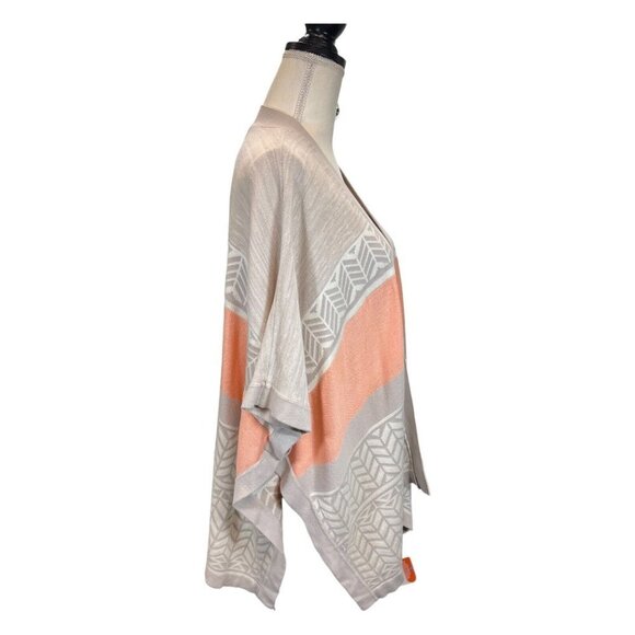 Say What Juniors L Aztec Poncho Cardigan Sleeveless‎ Creams Orange Chevron - Picture 4 of 5